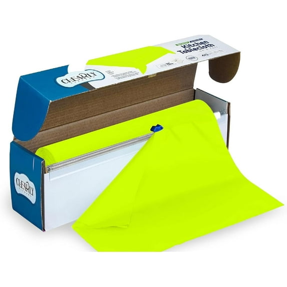 Clearly Elegant Light Green Disposable Plastic Tablecloth Roll with Self-Cutter, 52” X 100 Ft