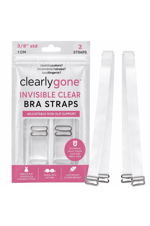 Clearly Gone Invisible Clear Bra Straps, Adjustable, Heavy Duty, Non-Slip