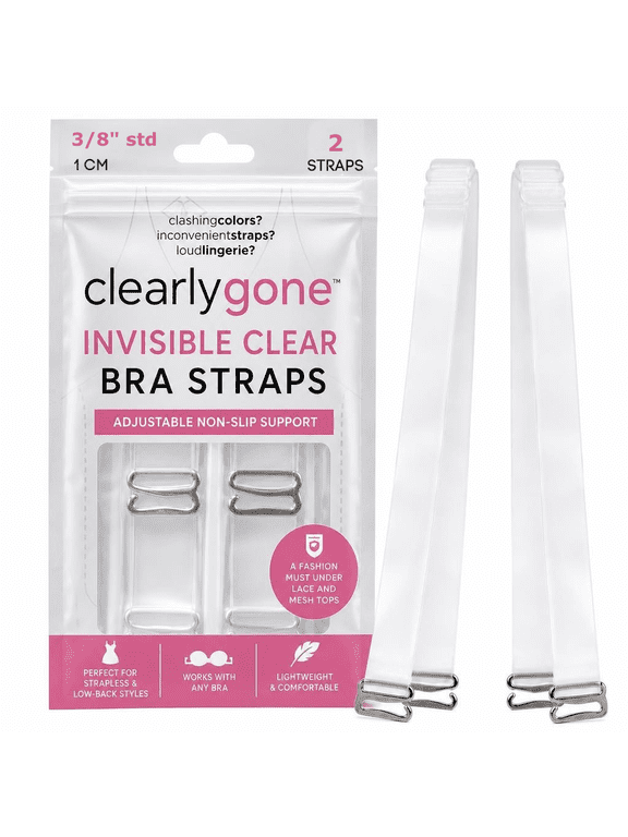 Clearly Gone Invisible Clear Bra Straps, Adjustable, Heavy Duty, Non-Slip