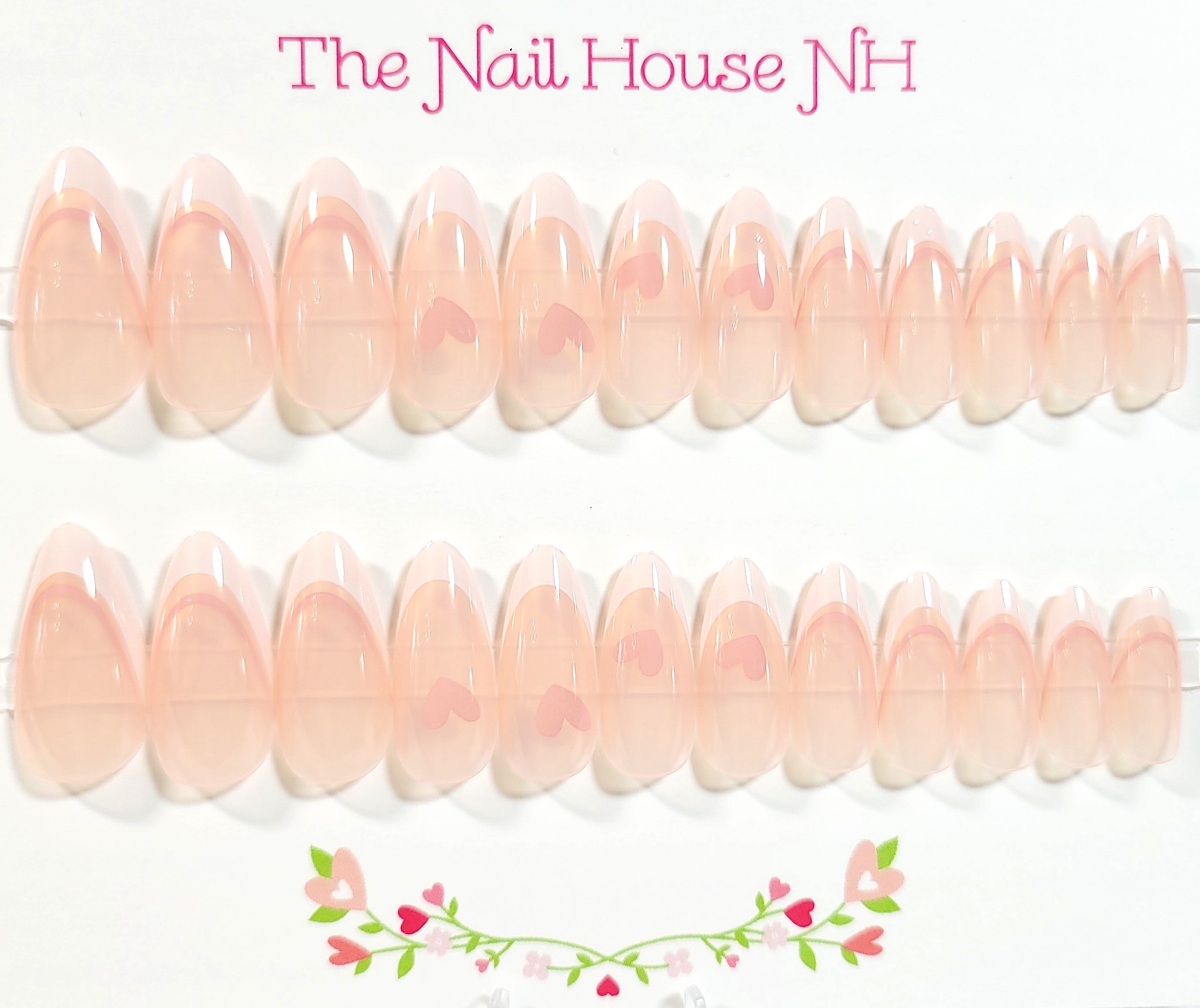 Clearly In Love French Manicure Glossy Almond Press On Nails - 24 ...