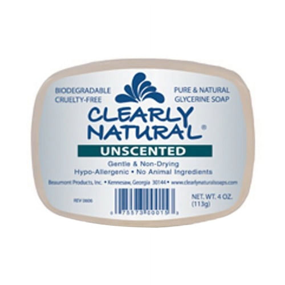 Clearly Natural Glycerin Bar Soap – Unscented, 4 Oz Bars, Pack Of 6, All-Natural Ingredients