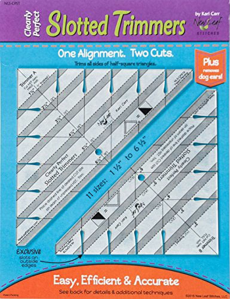 Clearly Perfect Slotted Trimmers by New Leaf Stitches- Quilting Tool for Fabric Cutting - Quilting Template and Stencil