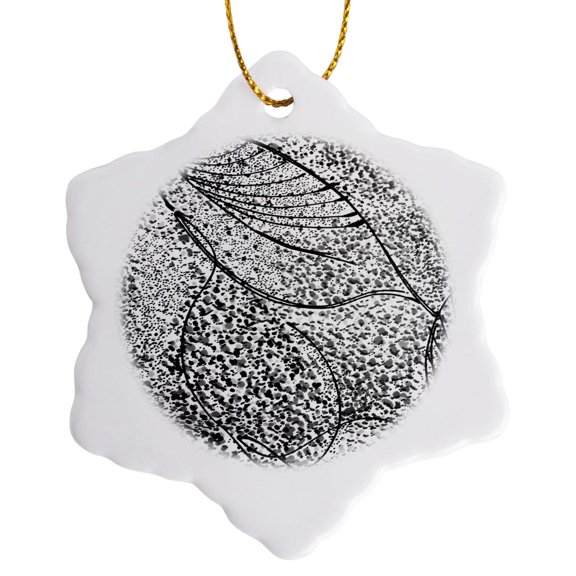 3drose, Clearly Shades of Gray, 3 inch Snowflake Porcelain Ornament