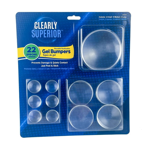 Clearly Superior Bumpers, Door Stops & Wall Protectors – Round Variety Pack of 22, Small, Medium & Large – Shields Walls, Furniture, Appliances – Quiets Contact & Prevents Damage.