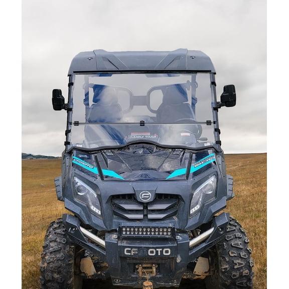 Clearly Tough CFMoto UForce Full Folding Windshield (800-'13-'18 & 500-'16-'18) - -Scratch Resistant- The Ultimate in Side by Side Versatility! Premium Poly w/Hard Coat. Made in America!!