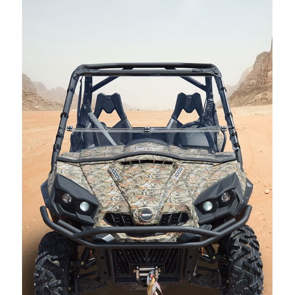 Clearly Tough Can-Am Commander Full Folding Windshield - SCRATCH RESISTANT- Extreme Versatility! Premium polycarbonate w/Hard Coat. Made in America!