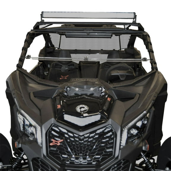 Clearly Tough Can-Am Maverick X3 XDS/XRS Full Folding Windshield - SCRATCH RESISTANT- The Ultimate in Side By Side Versatility! Premium Polycarbonate w/Scratch Resistant Hard Coat. Made in America!