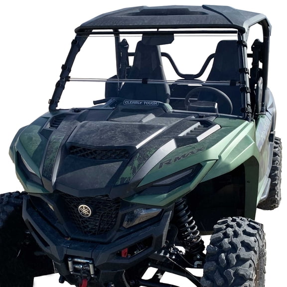 Clearly Tough Full Folding Windshield for the Wolverine RMAX 1000 (and 2021 X2 / X4) - Scratch Resistant - Premium Polycarbonate - The Ultimate in Side by Side Versatility. Made in America!
