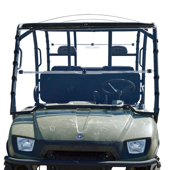 Clearly Tough Polaris Ranger Crew (2003-2009) Full Folding Windshield - SCRATCH RESISTANT - Premium polycarbonate w/Hard Coat. Made in America.
