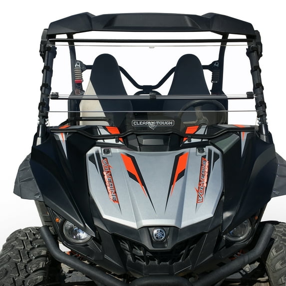 Clearly Tough Yamaha Wolverine Full Folding Windshield - Scratch Resistant - The Ultimate in Side by Side Versatility! Premium Poly w/Hard Coat. Made in America!!