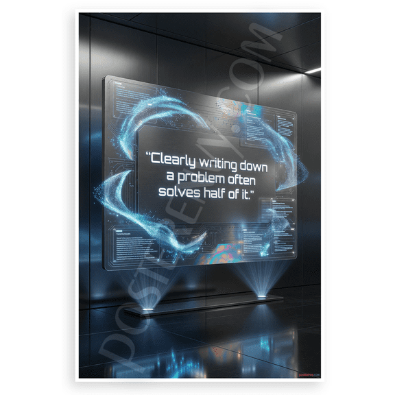 "Clearly Writing Down a Problem Often Solves Half of It" Futuristic Tech 12x18 US Made Poster