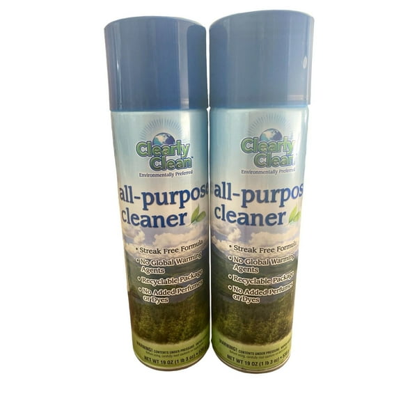 Clearly clean Environmentally Prefered all purpose Cleaner Streak free Formula No Global Warming Agents Recyclable Package No added Perfumes or Dyes 19 oz each 2 Pack