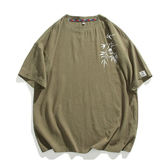 Clearnce Large Mens Tshirts, Xunlbb Men's Printed Short Sleeved Cotton Linen Round Neck Loose Top Short Sleeved Round Neck Top/shirt