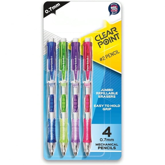 Clearpoint Mechanical Pencils, 0.7mm HB #2 Lead, Assorted Fashion Barrel Colors, 4 Count - Teacher Supplies, College, Note Taking