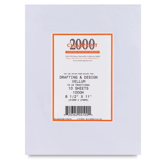 Clearprint 8.5 x 11 Unprinted Vellum 10-Sheet Pack