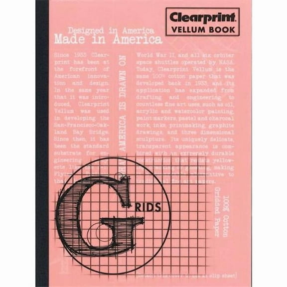Clearprint CVB68G Vellum Gridded Sketchbook 6'' x 8''