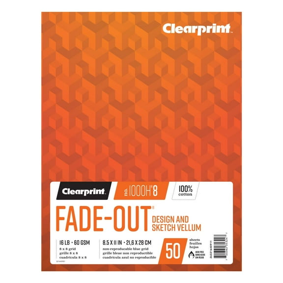 Clearprint Design Vellum Pad, 8x8 Grid, 8.5in x 11in
