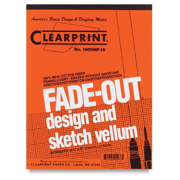 Clearprint Design and Sketch Pad, 10x10 Grid, 8.5in x 11in