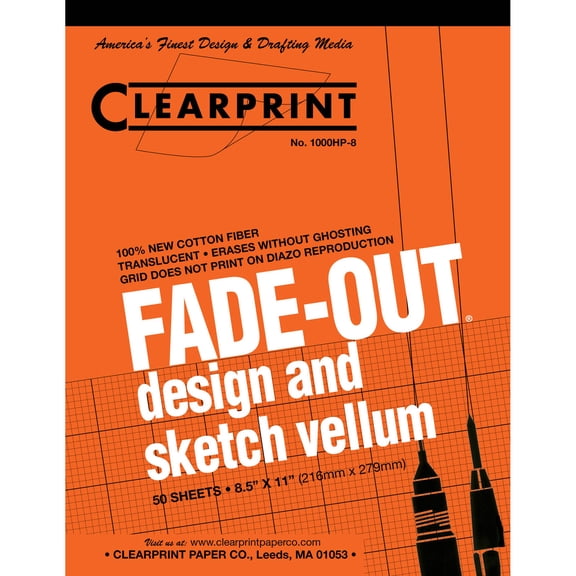 Clearprint Design and Sketch Pad, 8x8 Grid, 8.5in x 11in