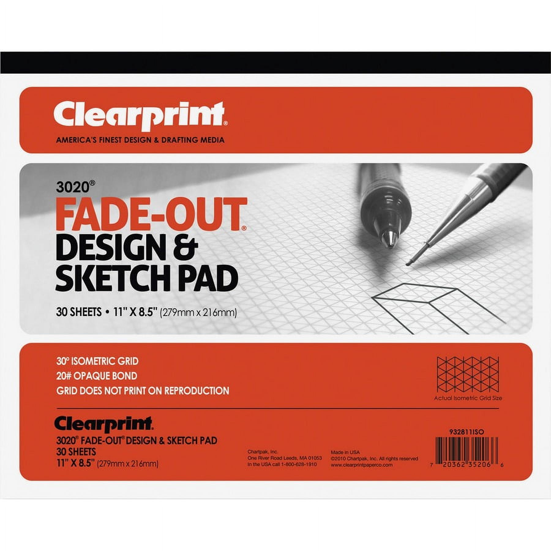 Clearprint Isometric Grid Paper Pad - Letter - 30 Sheets - 20 lb Basis Weight - 8 1/2" x 11" - White Paper - 1 / Pad | Bundle of 2 Pads