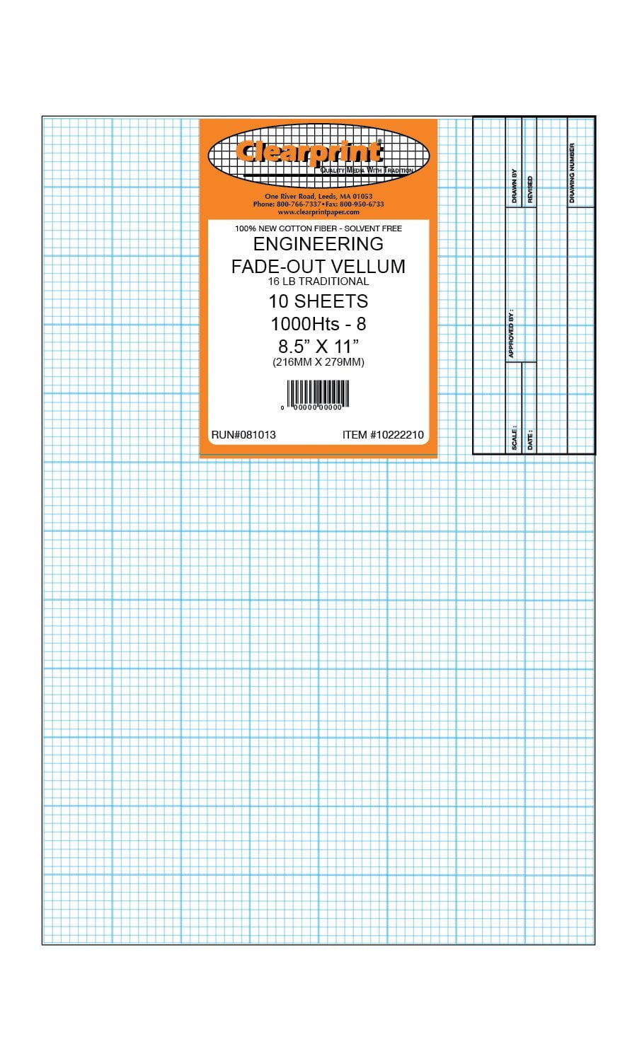 Clearprint Vellum Sheets with Architect Title Block and 8x8 Fade-Out ...