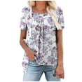 thumbnail image 1 of Clears Daisy Tee Shirts for Women Fake Two Piece Blouses Square Neck Tee Causal Pleated Short Sleeve Shirts Floral Cottage Tunic Tops Loose Fitted T Shirts Dressy Causal Blouse Holiday Party Clothing, 1 of 7