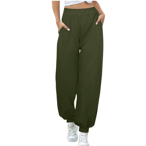 Clears Womens Summer Joggers Pants High Waisted Athletic-Fit Sweatpants Pull On Stretch Streetwear Lounge Breathable Track Pants Gym Traning Track Joggers Trousers with Pockets