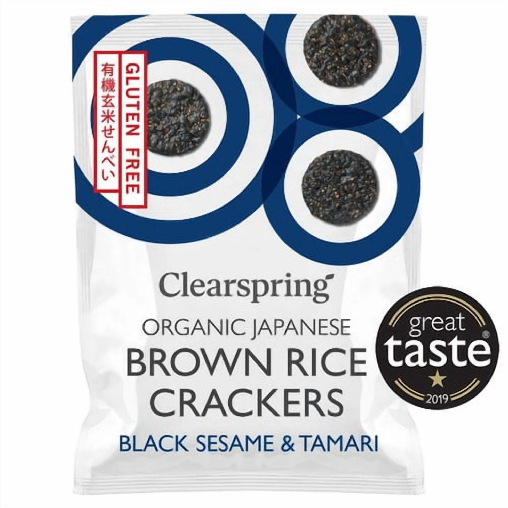 Clearspring Organic Black Sesame Brown Rice Crackers 40g, British Import (Pack of 6)