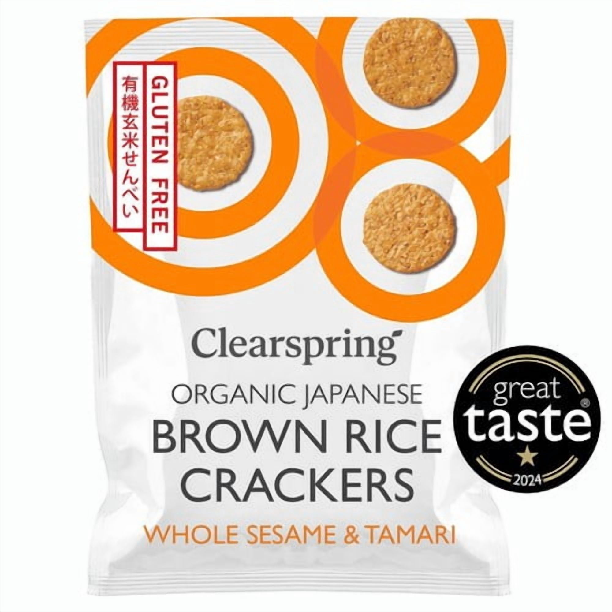 Clearspring Organic Whole Sesame Brown Rice Crackers 40g, British Import (Pack of 6)