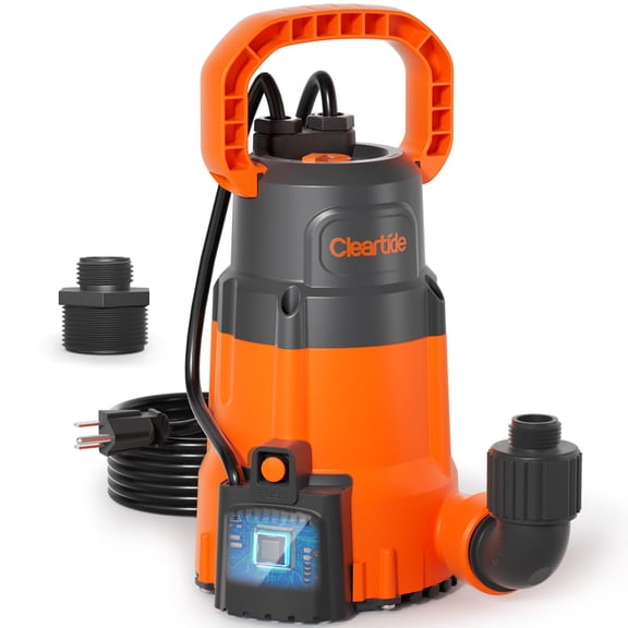 Cleartide 1/4 HP Submersible Utility Pump, 2160 GPH High Flow, Thermoplastic Portable Sump Pump with Auto Water Sensor, Ideal for Pool, Flooded Basement, Hot Tub, Pond & Garden Draining,10 FT Cord