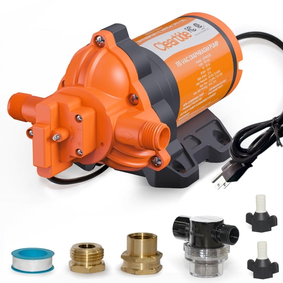 Cleartide Diaphragm Water Pump, 115V, 3.3 GPM, 50 PSI, Self-Priming 10FT, Self-Diagnosis & Dry-Run Protection, Built-In Pressure Switch, Water Pressure Booster Pump for Home Use