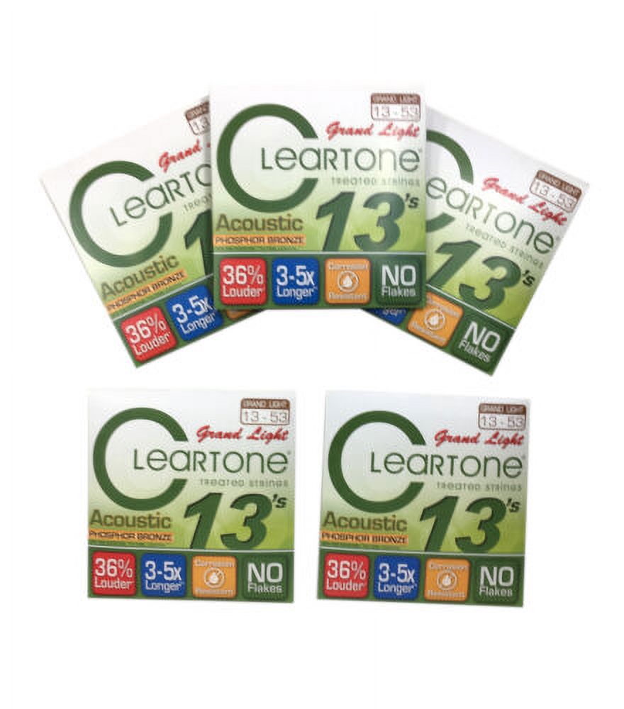 Cleartone Guitar Strings 5 Pack Acoustic Phosphor Bronze Grand Light 13-53