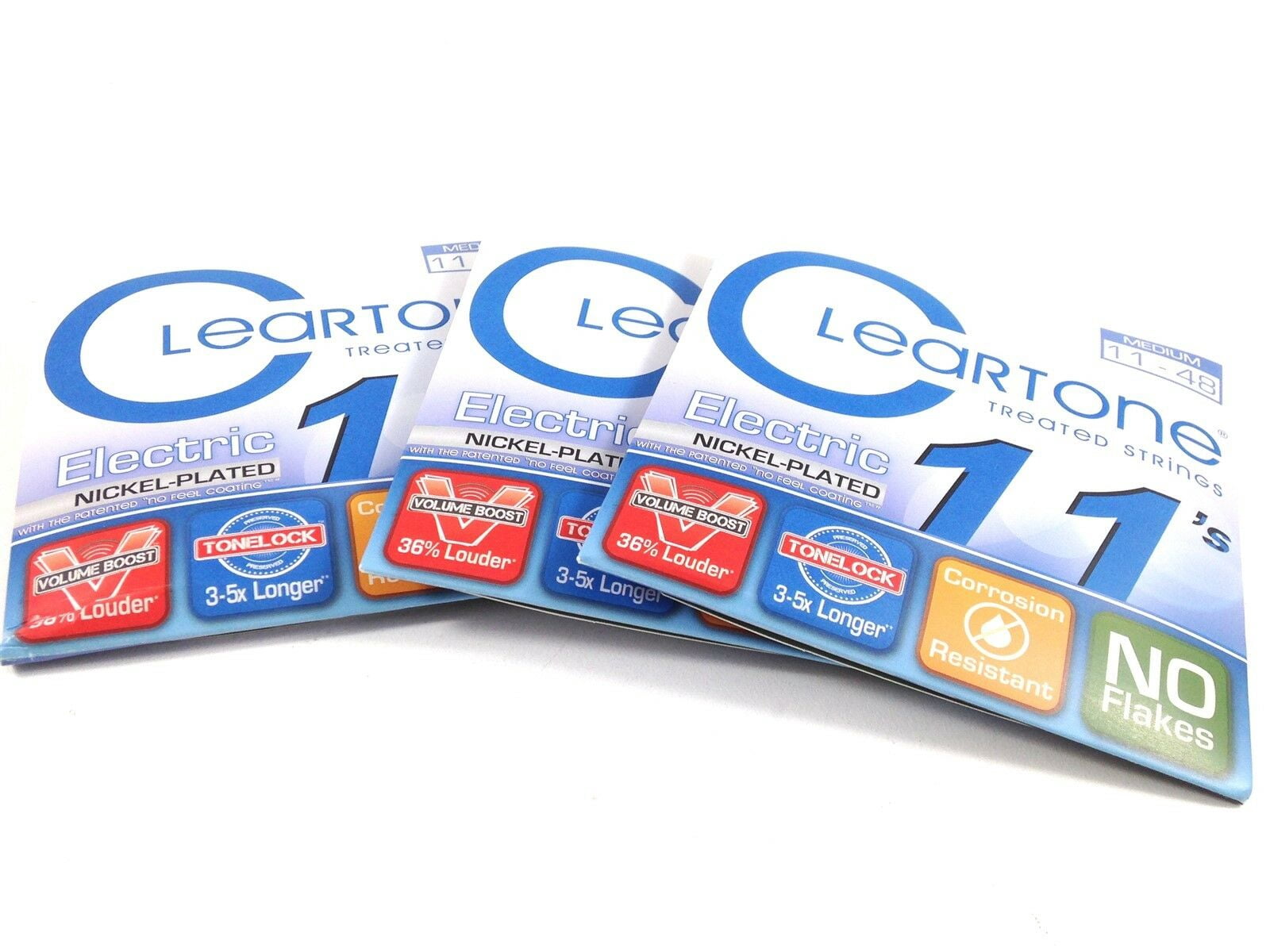 Cleartone Guitar Strings Electric 3 Pack Nickel Plated Medium 11-48