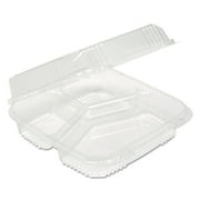 Clearview 3 Compartment 5 oz. Hinged Lid Food Containers - Clear 200/Carton