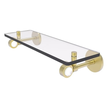 Clearview Collection 16-in Glass Shelf in Satin Brass