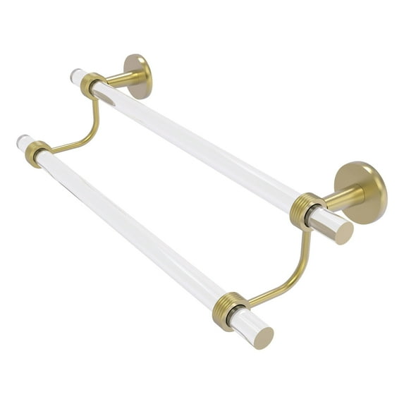 Clearview Collection 18-in Double Towel Bar with Groovy Accents in Satin Brass