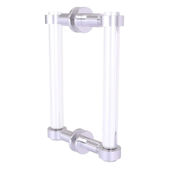 Clearview Collection Back to Back Shower Door Pull with Smooth Accents - Satin Chrome / 8 Inch