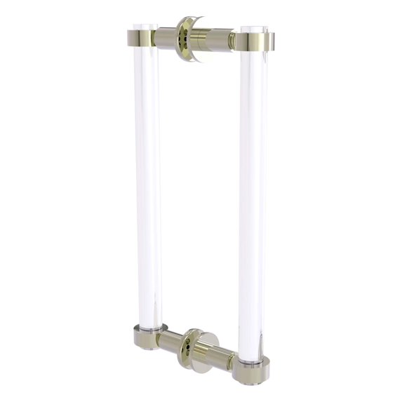 Clearview Collection Back to Back Shower Door Pull with Smooth Accents - Polished Nickel / 12 Inch