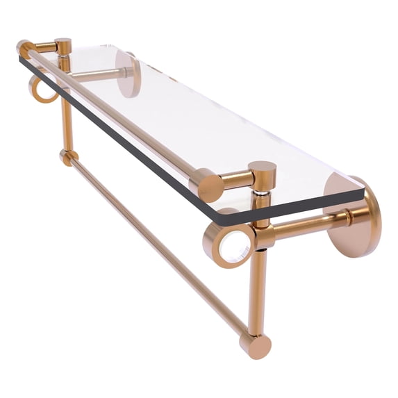 Clearview Collection Glass Shelf with Gallery Rail and Towel Bar with Smooth Accents - Brushed Bronze / 22 Inch