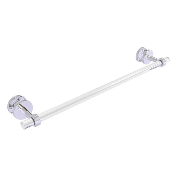 Clearview Collection Shower Door Towel Bar with Grooved Accents - Polished Chrome / 24 Inch