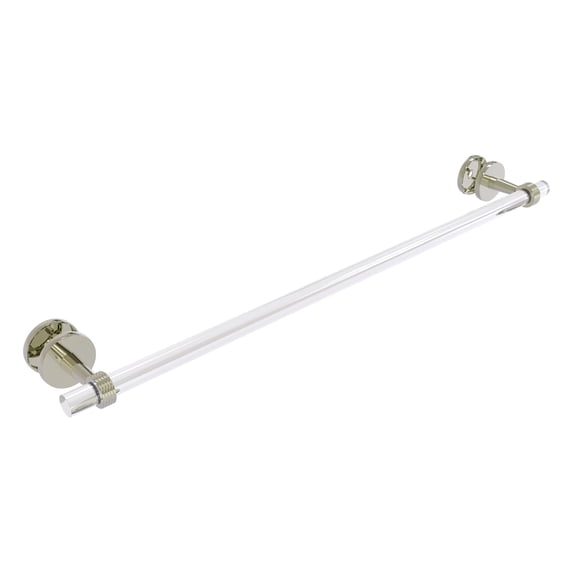 Clearview Collection Shower Door Towel Bar with Grooved Accents - Polished Nickel / 30 Inch