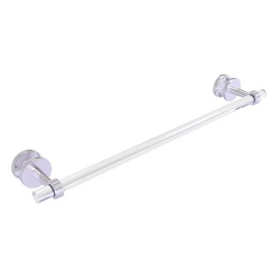 Clearview Collection Shower Door Towel Bar with Grooved Accents - Satin Chrome / 24 Inch