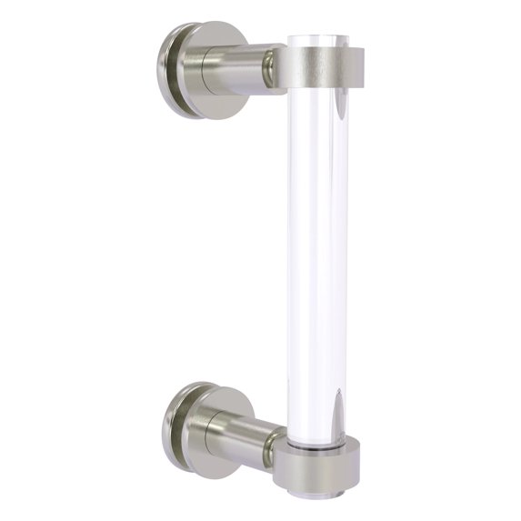 Clearview Collection Single Side Shower Door Pull with Smooth Accents - Satin Nickel / 8 Inch