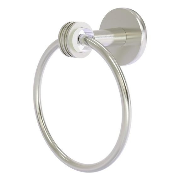 Clearview Collection Towel Ring with Dotted Accents in Satin Nickel