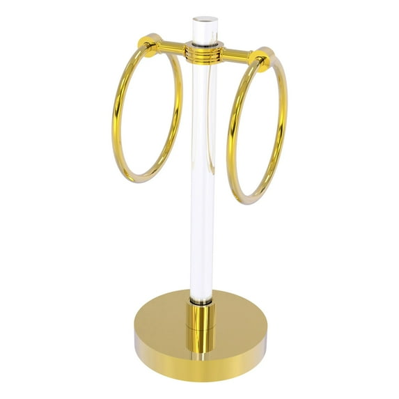 Clearview Collection Vanity Top Guest Towel Ring with Dotted Accents in Polished Brass