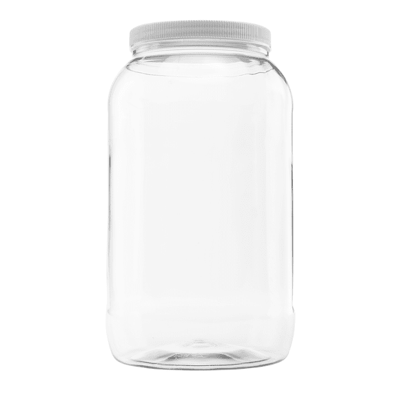 Clearview Containers: 1 Pack 128oz, 1 Gallon Plastic Jar with 110/400 White Leakproof Lid
