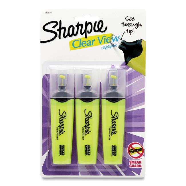 Clearview Tank-Style Highlighter & Chisel Tip, Yellow, Black & Clear