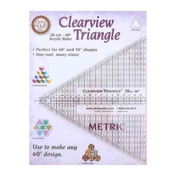 Clearview Triangle Metric 20 Cm - 60 Degree Acrylic Ruler: Perfect for 60 Degree and 30 Degree Shapes - One Tool, Many Sizes!