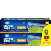 Clearware 1 Gallon Double Zipper Food Storage Bags, 100 Count, 2 Pack
