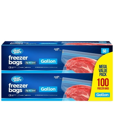Clearware 1 Gallon Freezer Bags, Double Zipper Seal - 100 Count, 2 Pack